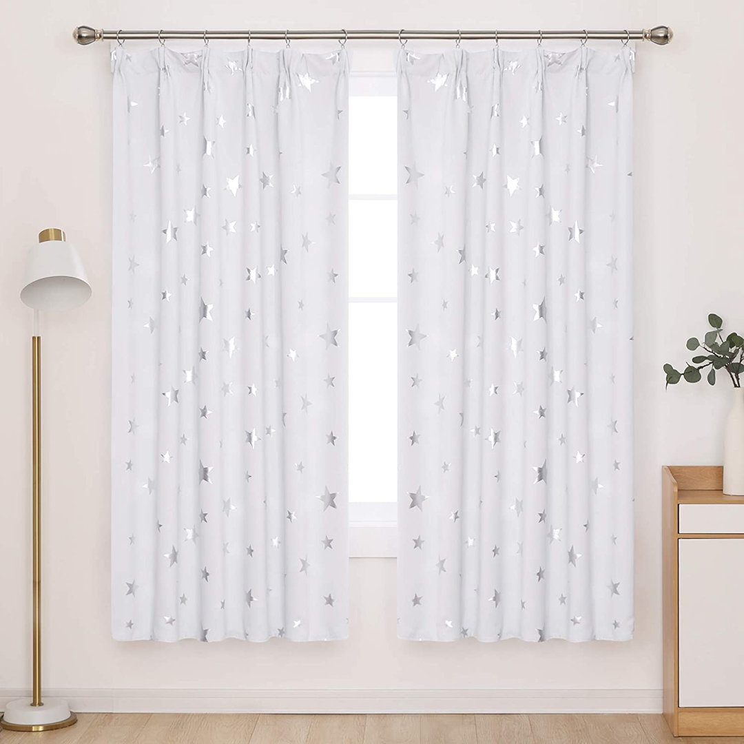 Deconovo Curtains For Bedroom Super Soft Thermal Insulated Pencil Pleat Star Printedout Curtains For Living Room 2 Panels