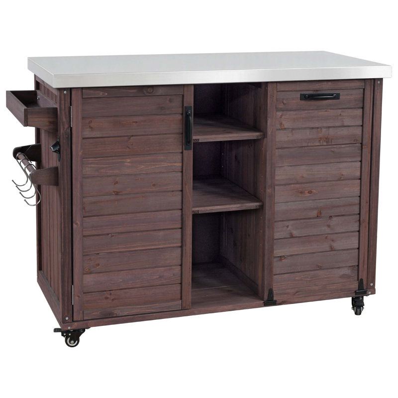 78.3 Inch Outdoor Kitchen Island With Foldable Grill Table, Trash Can Storage, And Stainless Steel Top For Enhanced Cooking And Entertaining