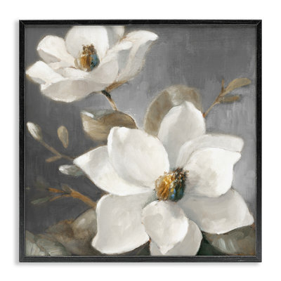 Magnolias on Grey Framed Giclee Art by Lanie Loreth