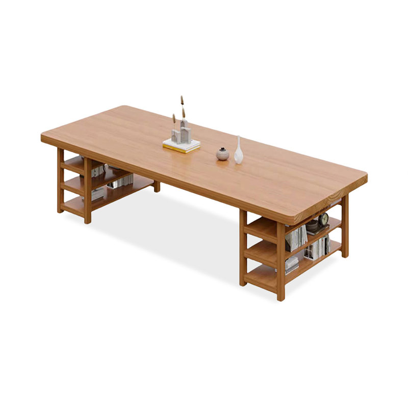 Brown Rectangular Solid Wood desk, 29.5" H  x 94.5" W  x 39.4" D