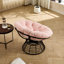 Chaise d'extérieur pivotante 360 avec design ergonomique, coussin rose épais et doux, structure brune, pour cadre de salon en acier et tissu, chambre à coucher