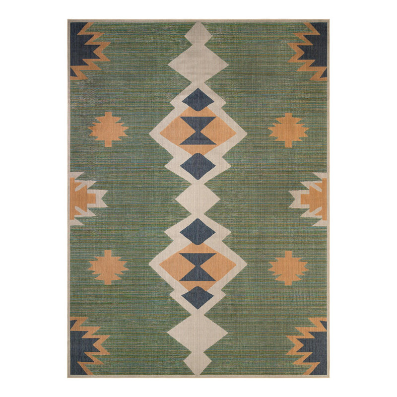 Tapis d'intérieur / extérieur vert Lauryn, Rectangle 12 pi x 16 pi 1 po