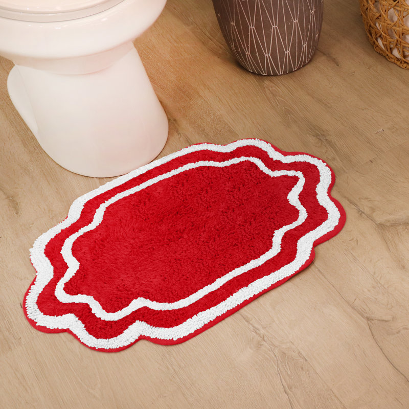 Tapis pour salle de bain Dobrinka, Rouge, 17 po x 24 po (rectangulaire)