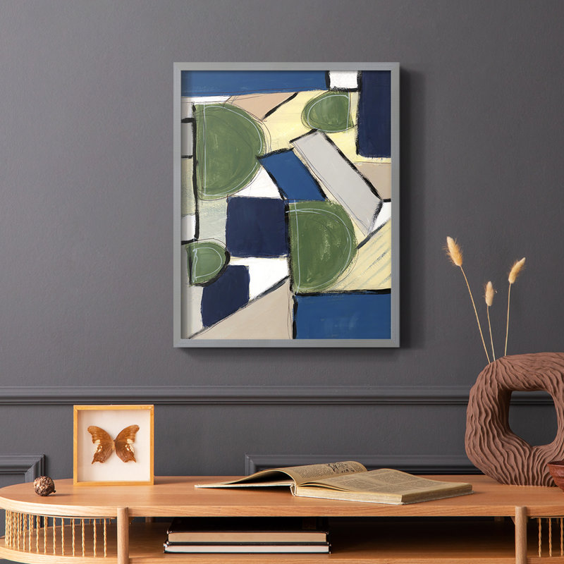 «Spatial Mix I», reproduction encadrée - bois massif, Cadre simple noir, H 14 po x l 11 po