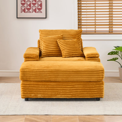 Canapé 44 po en velours côtelé simple avec repose-pieds 44 po