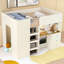 Lit mezzanine en bois avec garde-robe intégré, bureau, tablettes de rangement et tiroirs-1426738698