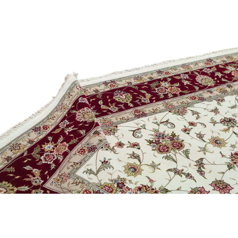 Tapis unique rouge / beige noué à la main 10 pi x 14 pi