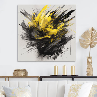 «Evolving In Yellow Gray», impression sur toile encadrée