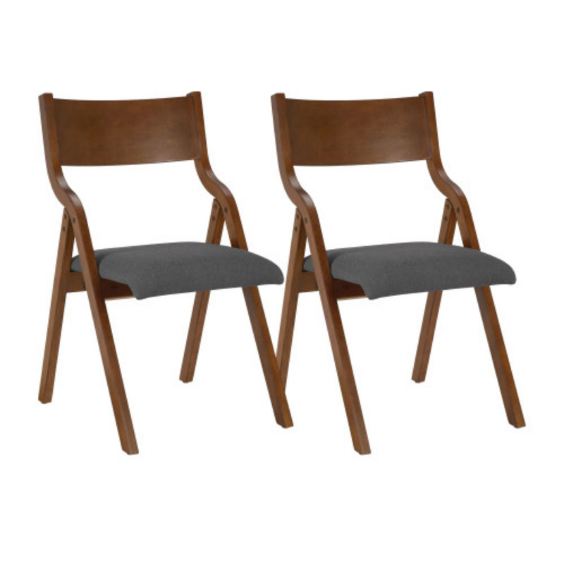Ensemble de chaises pliantes rembourrées en tissu matte, Brun / Gris