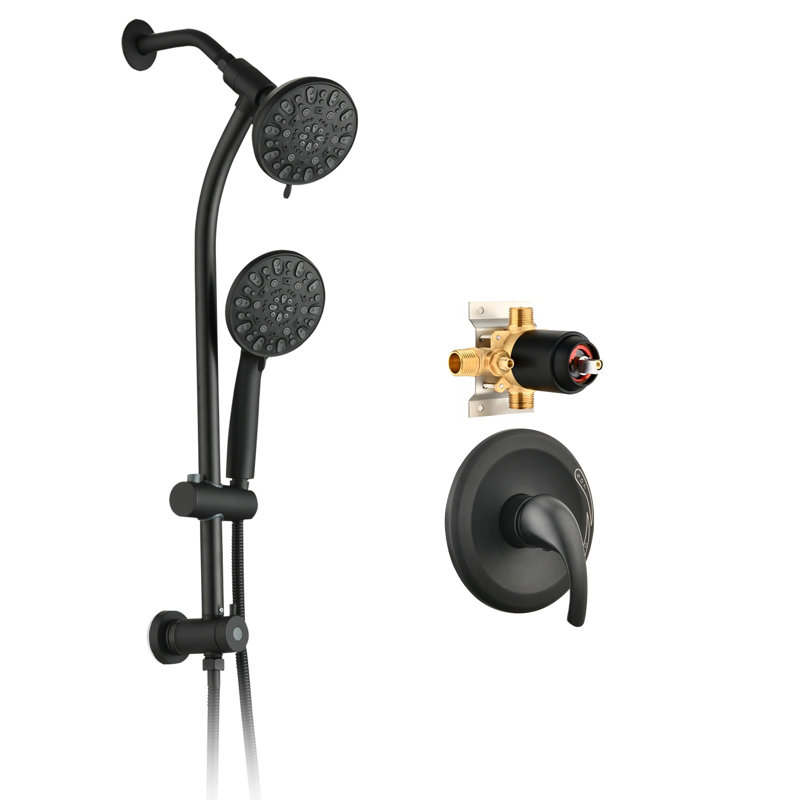 Complete Shower System with Rough in-Valve, Matte Black