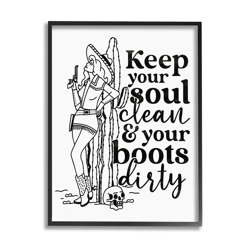 Keep Your Soul Clean, bottes, sale, cow-boy, estampe numérique par Erica Billups, H 30 po x l 24 po x P 1,5 po