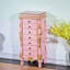 Armoire à bijoux rose rectangulaire en bois massif et manufacturé