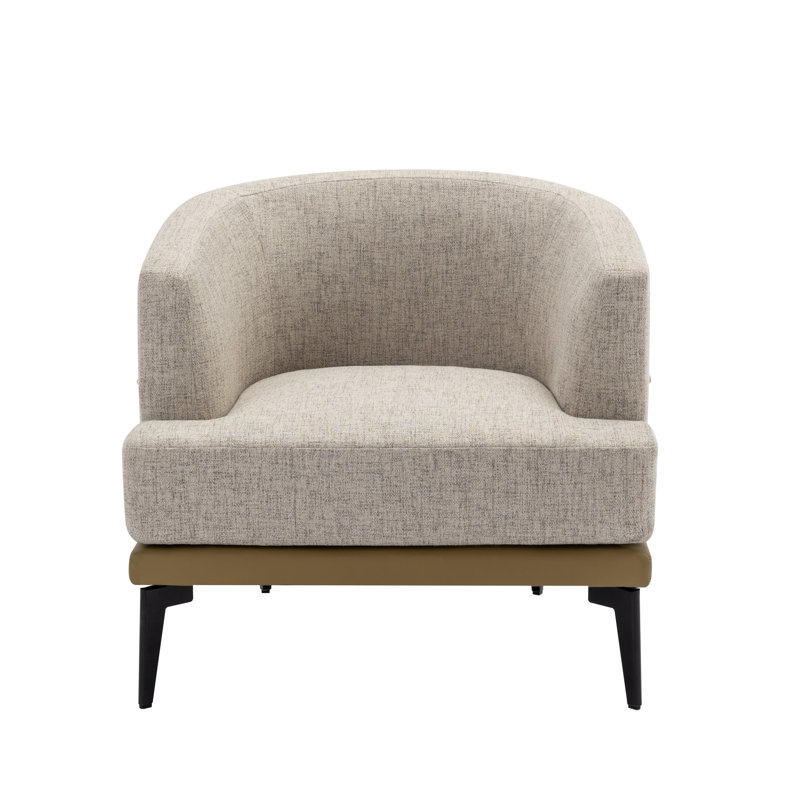 Jatori Upholstered Barrel Chair, Mustard/Gray Linen