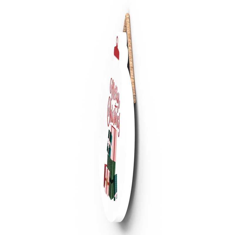 Xmas Merry Christmas Wooden Bauble Plaque