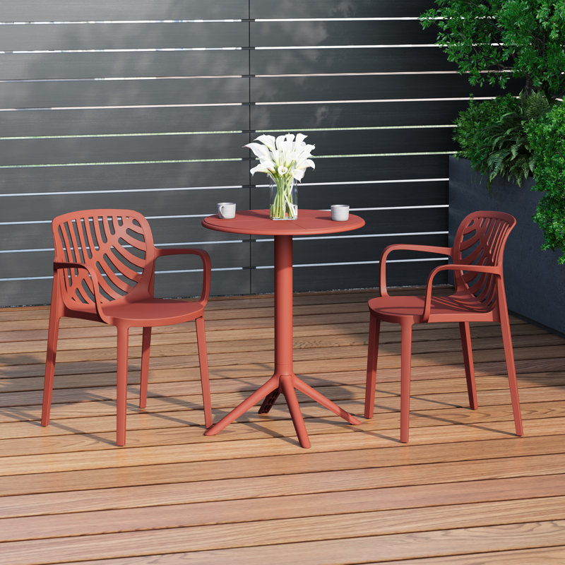2-Person Outdoor Round Dining Set, Red