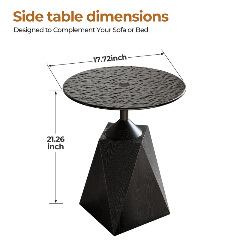 Round Glass End Table with Metal Base