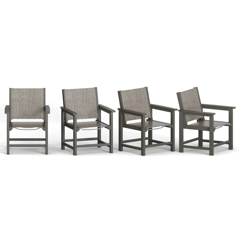Ensemble de chaises de salle à manger d'extérieur en PEHD 4 pièces - Résistant aux intempéries, texture bois, utilisation toutes saisons