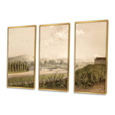 Paysage historique des montagnes du Caucase - Peinture sur toile 3 pièces