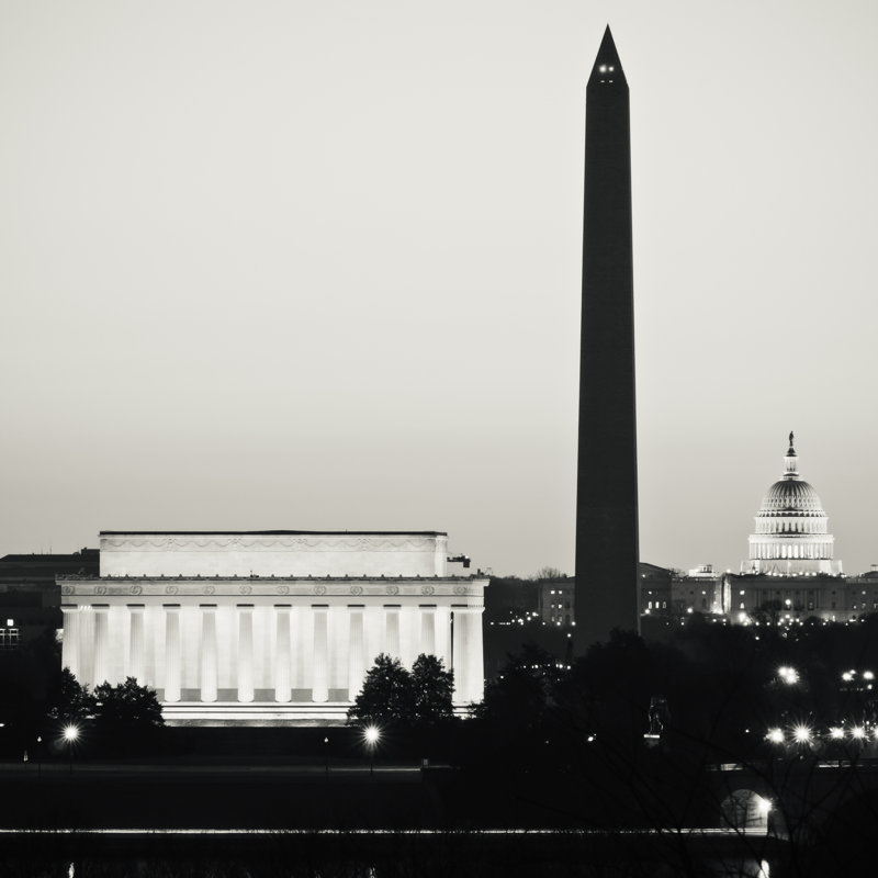 Manvell Washington DC at Civil Twilight 1 Piece Wrapped Canvas Wall Art, 122cm H x 122cm W x 3.8cm D