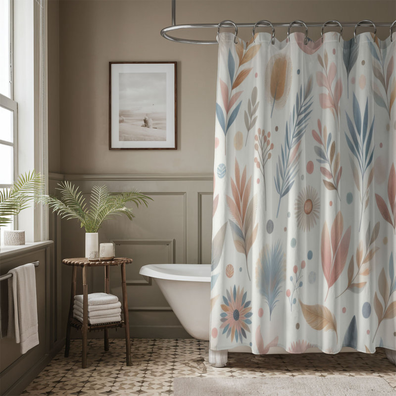 Rideau de douche 1 pièce Soft Pastel Boho, H 74 po x l 71 po