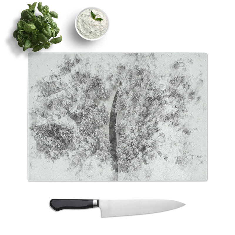 Tempered Glass in a Winter Forest Chopping Board, 20 cm x 28.5 cm
