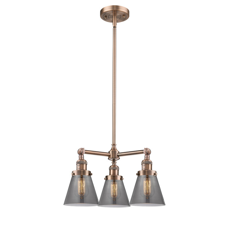 Lustre classique/traditionnel à 3 lumières Ellison, H 19 po x l 11 po x P 11 po, Cuivre antique