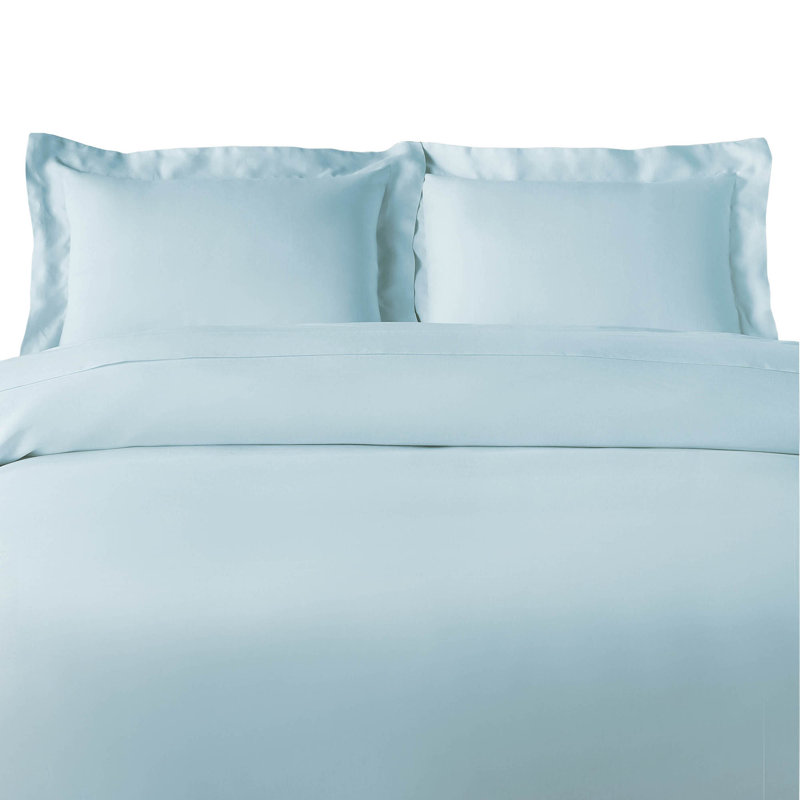 Superior 300 Thread Count Rayon from Bamboo Modern & Contemporary 3 Piece Duvet Cover Set, Light Blue, King/California King