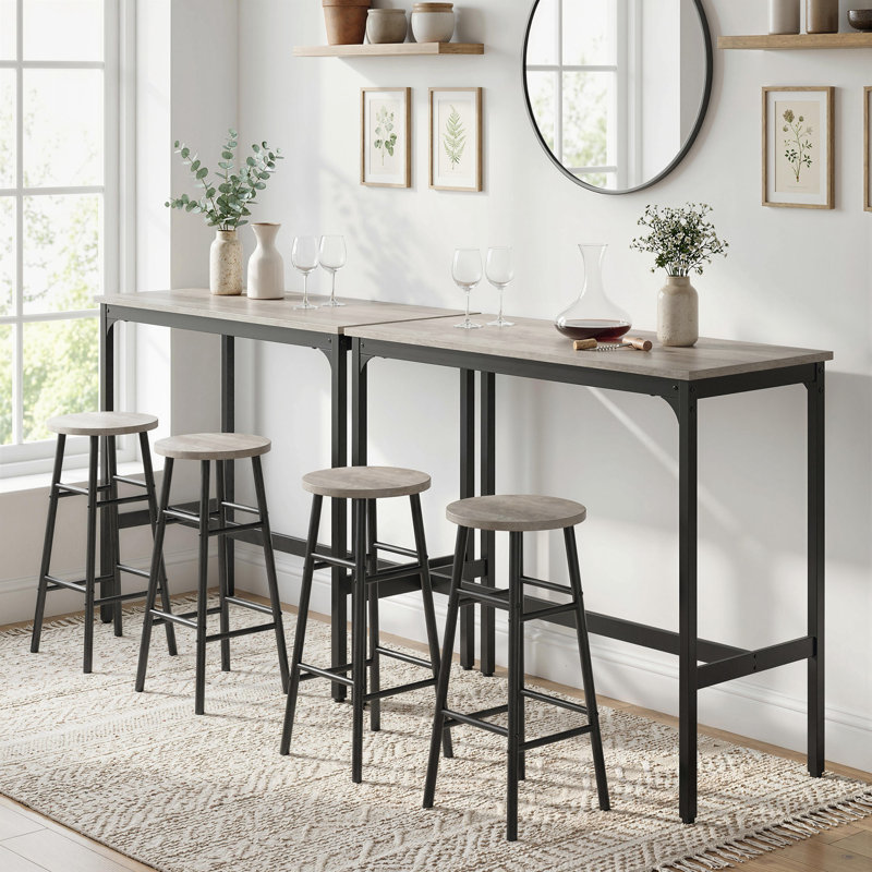 Ensemble 3 pièces de table de bar et chaises pour salle à manger, brun