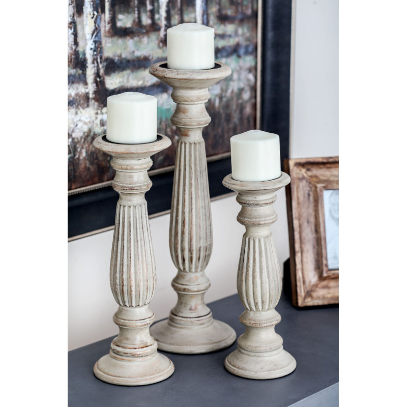 Soteria 18'' H Wood Tabletop Candlestick