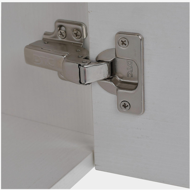 Meuble-lavabo mural 18 po avec lavabo en résine blanche et porte d'armoire à fermeture en douceur 18 po, Grain droit blanc