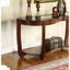 Table basse de salon en cerisier foncé avec tablette ouverte et plateau en verre biseauté de 5 mm