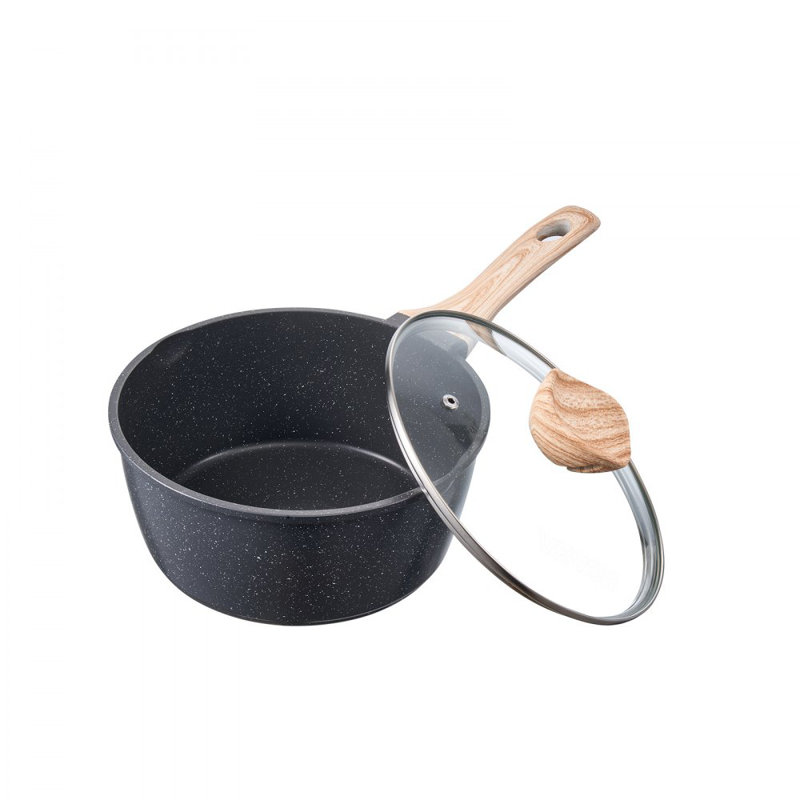 Casserole antiadhésive de 2,5 pte avec couvercle en verre et poignée amovible noir, 2,5 pintes, Noir