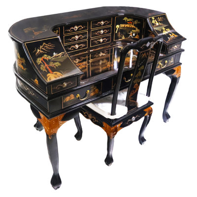 Curved Solid Wood Writing Desk