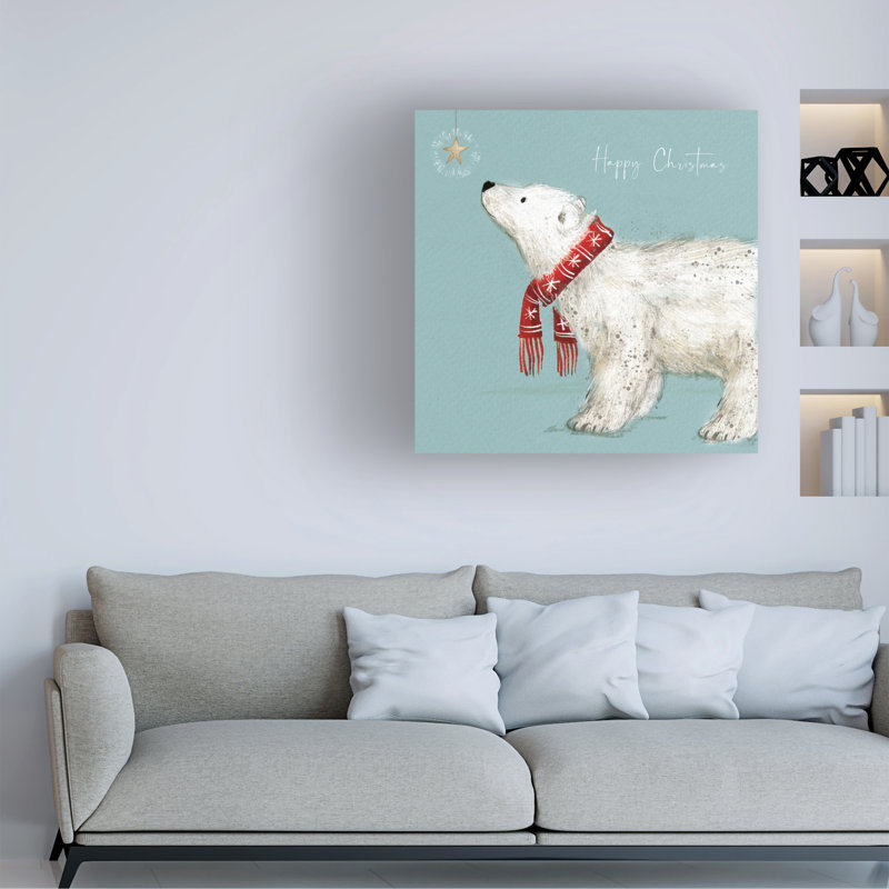 Ours polaire sur toile, L 18 po x H 18 po x P 2 po