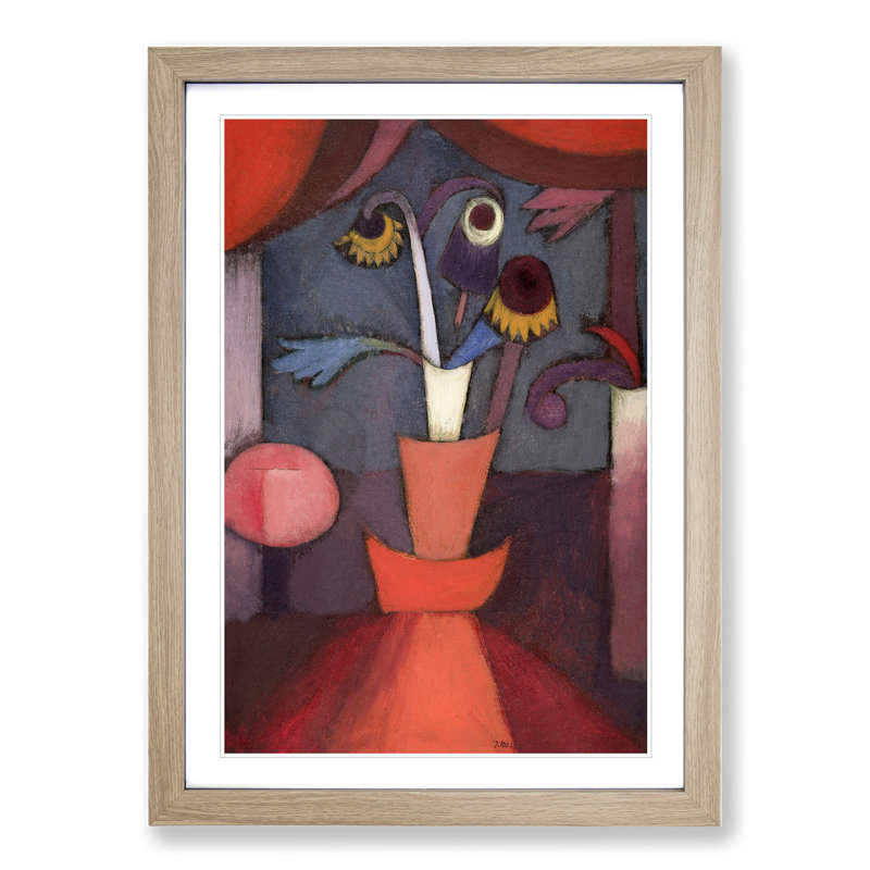 Autumn Flower by Paul Klee - Picture Frame Painting, 48cm H x 36cm W x 2cm D, Oak Framed