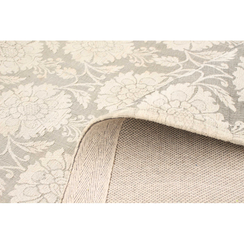 Tapis de zone beige noué la à la main floral Wadlington