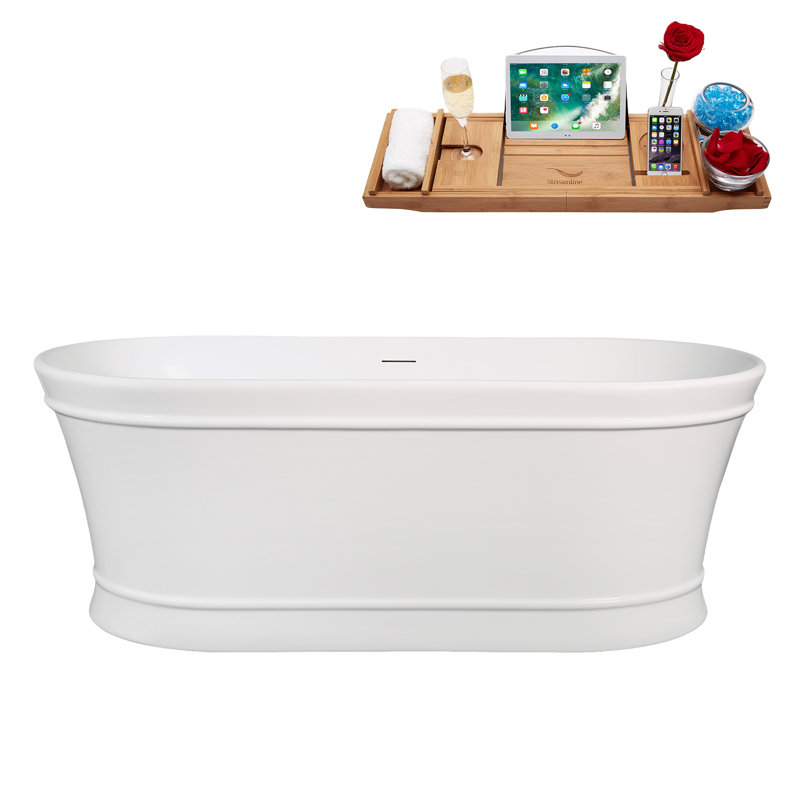 Baignoire autoportante et plateau 65 "avec drain interne Streamline, Laiton brossé