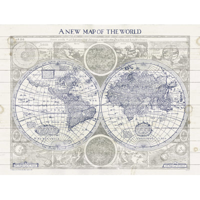 «New Map of the World Wood» par Sue Schlabach, reproduction sur toile
