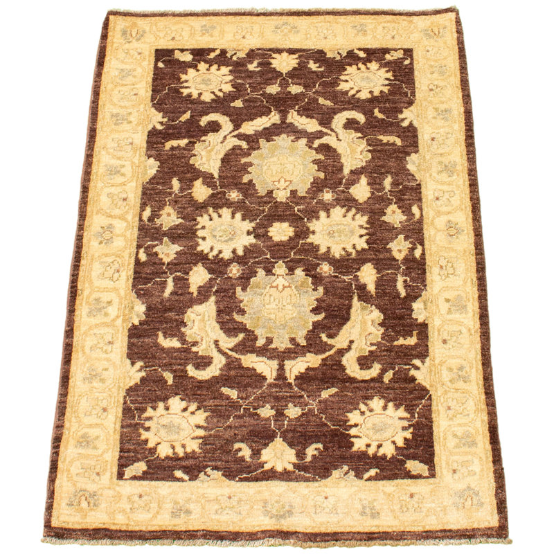 Tapis décoratif en laine de conception unique 3 pi 1 po x 5 pi 3 po noué à la main new age chobi