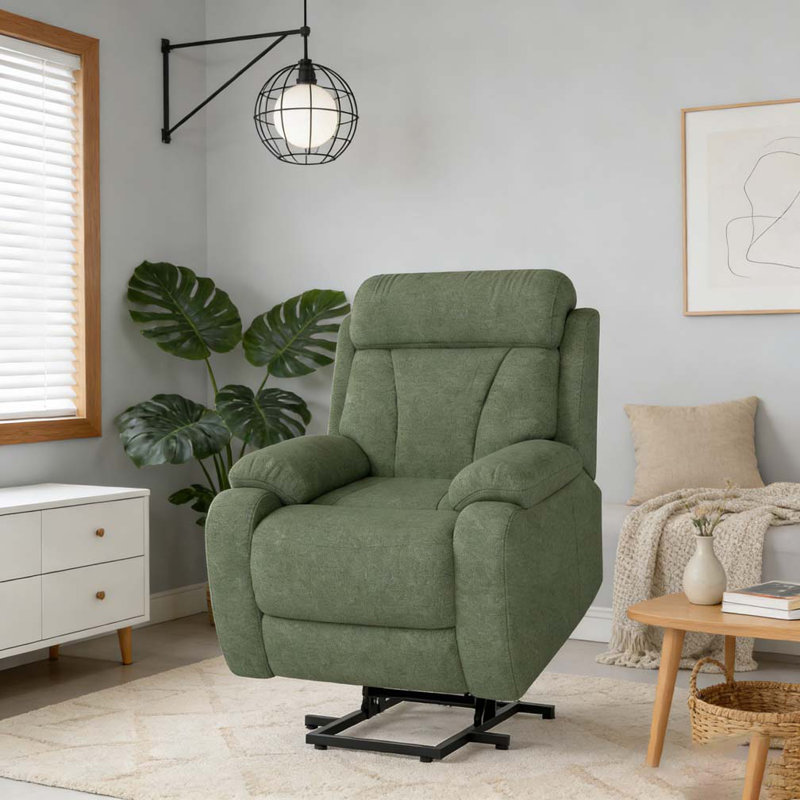 Fauteuil inclinable électrique Power Lift, Snowflake Velvet Fabric, Vert foncé