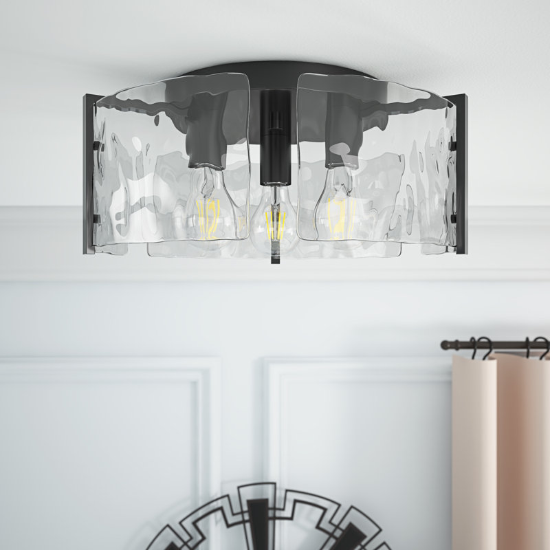 Winget 3-Light Glass Black Dimmable Flush Mount Light Fixtures