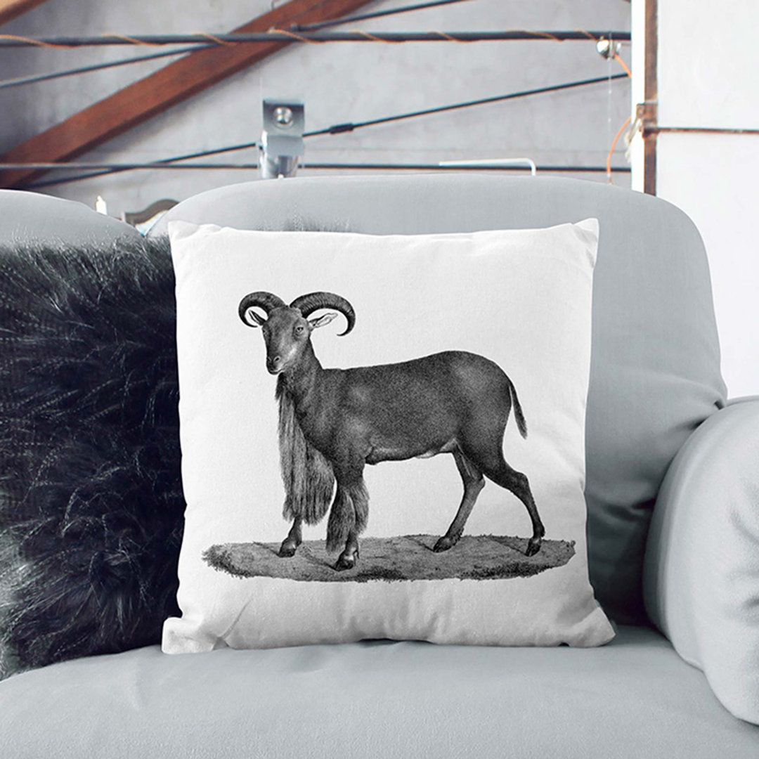 Goat Illustration Cushion with Filling