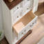 Commode 7 tiroirs, commode pour chambre à coucher avec base en bois et garniture de colonne montante, commode rustique en bois, commode de rangement