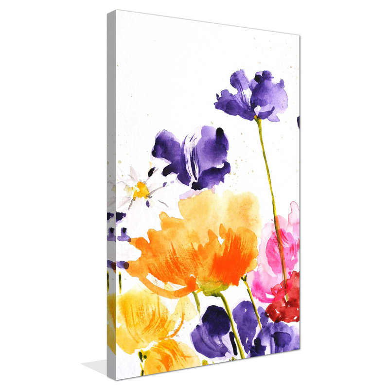 « aquarelle splashs », reproduction de peinture à l’aquarelle sur toile tendue, H 60 po x l 36 po x P 1,5 po