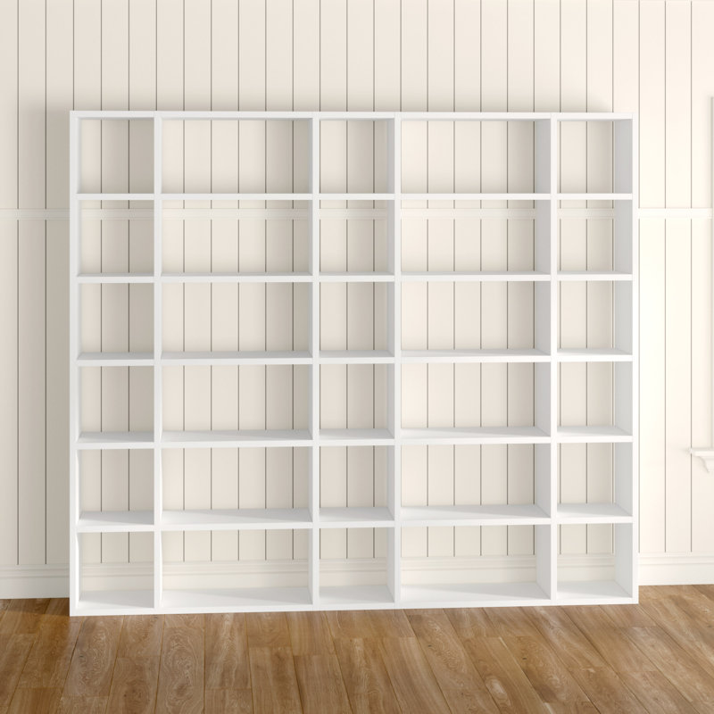 Crowl 224 cm H x 255 cm W Geometric Bookcase, White