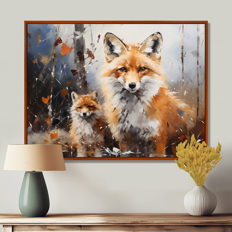 Animal Rusty Red Fox, reproduction d'art sur toile, H 16 po x l 32 po x P 1 po, Cadre flottant brun