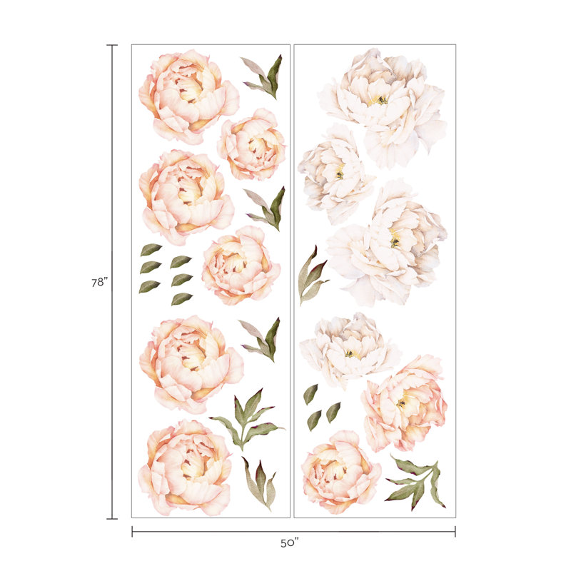 Adhésif décoratif pivoine Wanette, Pêche vintage