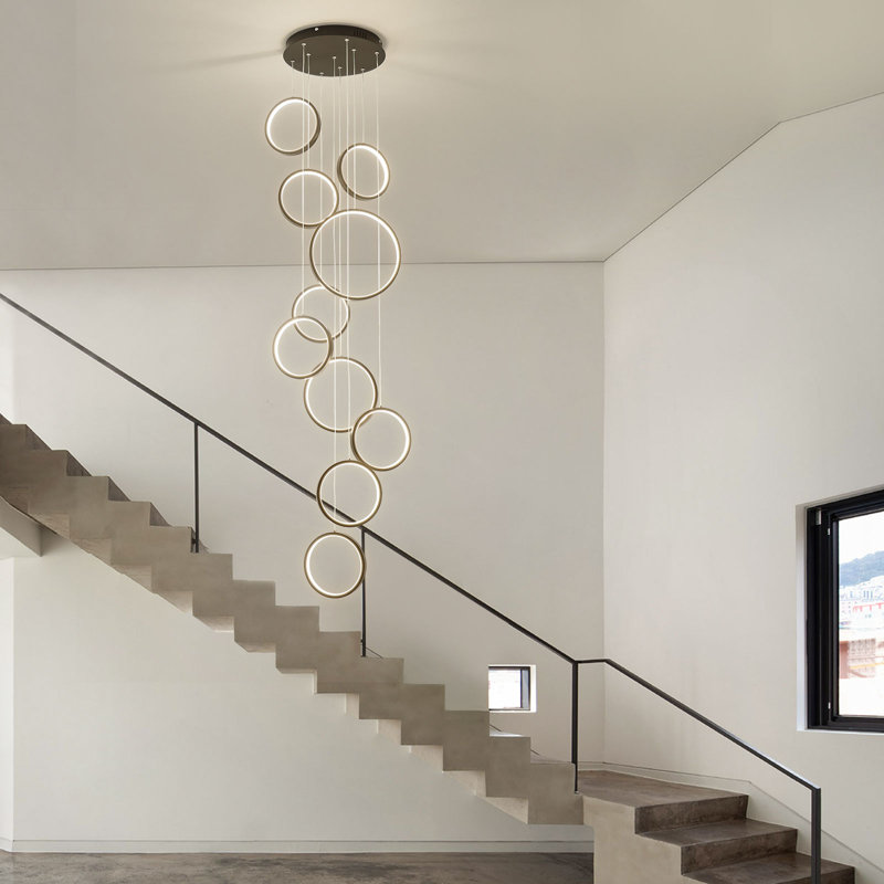 Adjustable Height LED Lighting Pendant Light with Remote Control, 78.74" H x 13.8" W x 13.8" D