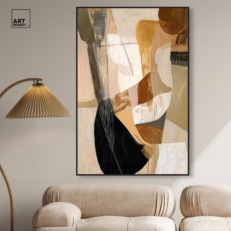 Toile tactile profondeur II par Art Remedy, H 55 po x l 37 po, Cadre flottant, Noir
