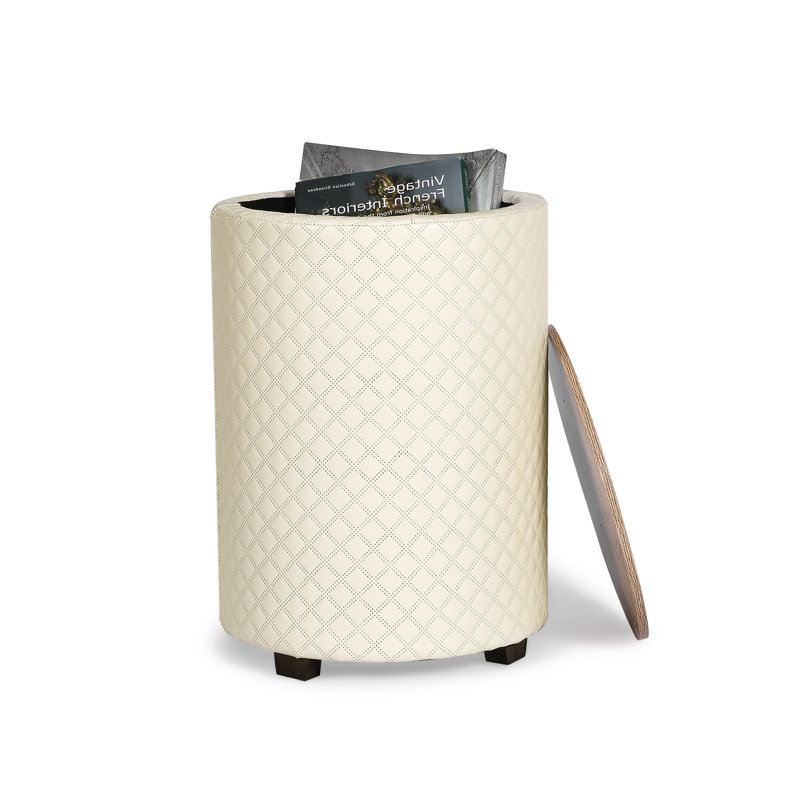 Jhai End Table, White Faux Leather